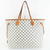 Louis Vuitton Neverfull Bag Gm Damier Azur Purse White Leather and Canvas Tote