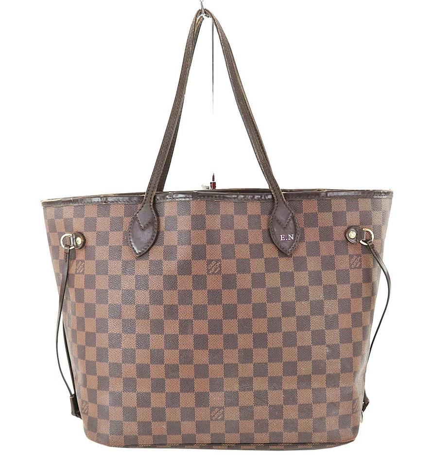 Louis Vuitton Neverfull Bag Mm Damier Ebene Brown Canvas Tote