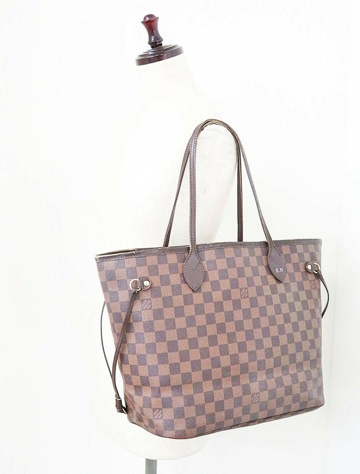 Louis Vuitton Neverfull Bag Mm Damier Ebene Brown Canvas Tote