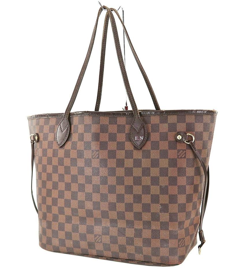 Louis Vuitton Neverfull Bag Mm Damier Ebene Brown Canvas Tote