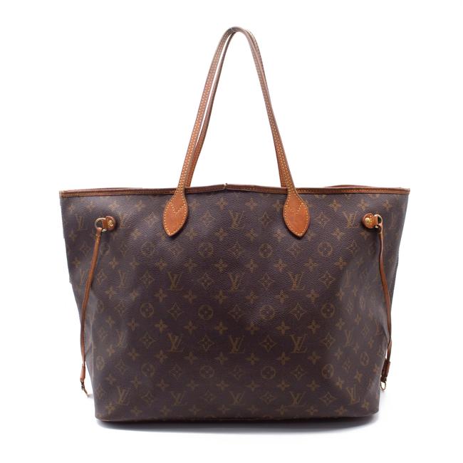 Louis Vuitton Neverfull Pink Interior Tote MM Brown Canvas for