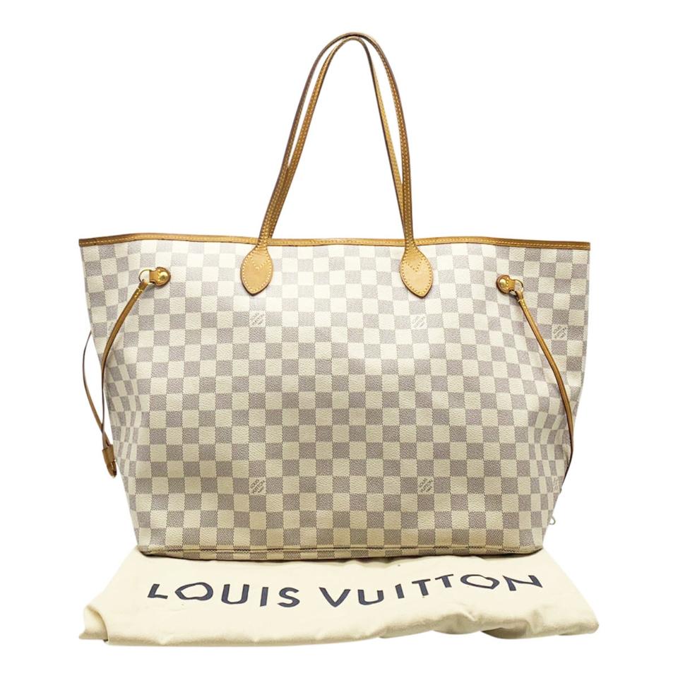 Louis Vuitton Neverfull Gm White Damier Azur Canvas Tote