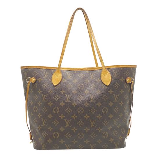 Louis Vuitton Neverfull Mm Cerise with Pouch Brown Monogram Canvas Tote