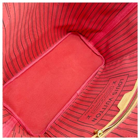 Louis Vuitton Neverfull Mm Cerise with Pouch Brown Monogram Canvas Tote