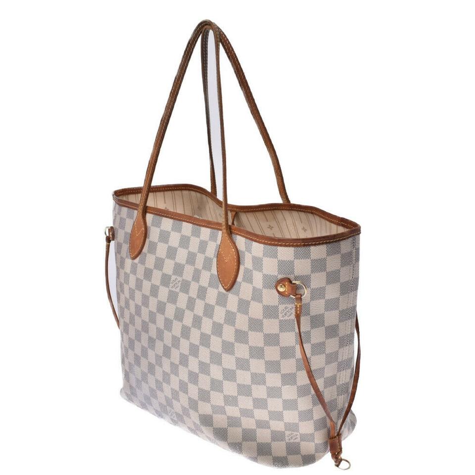 Louis Vuitton Neverfull Mm Damier Azul White Canvas Tote