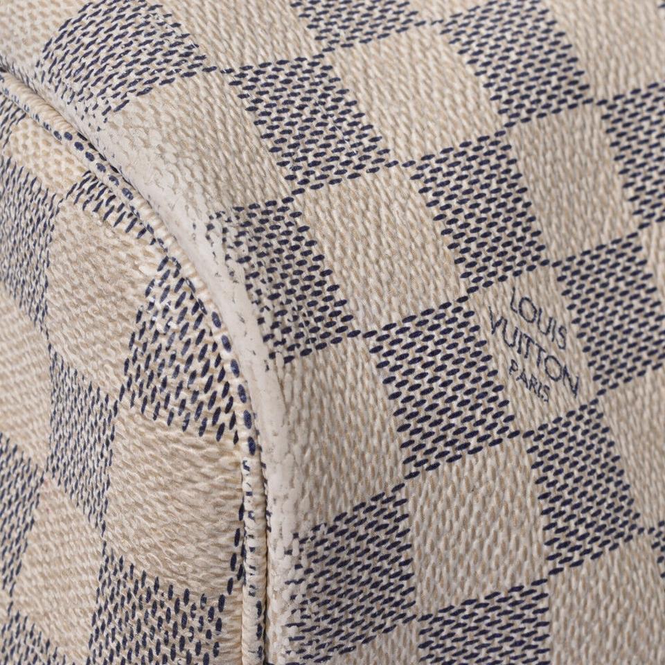 Louis Vuitton Neverfull Mm Damier Azul White Canvas Tote