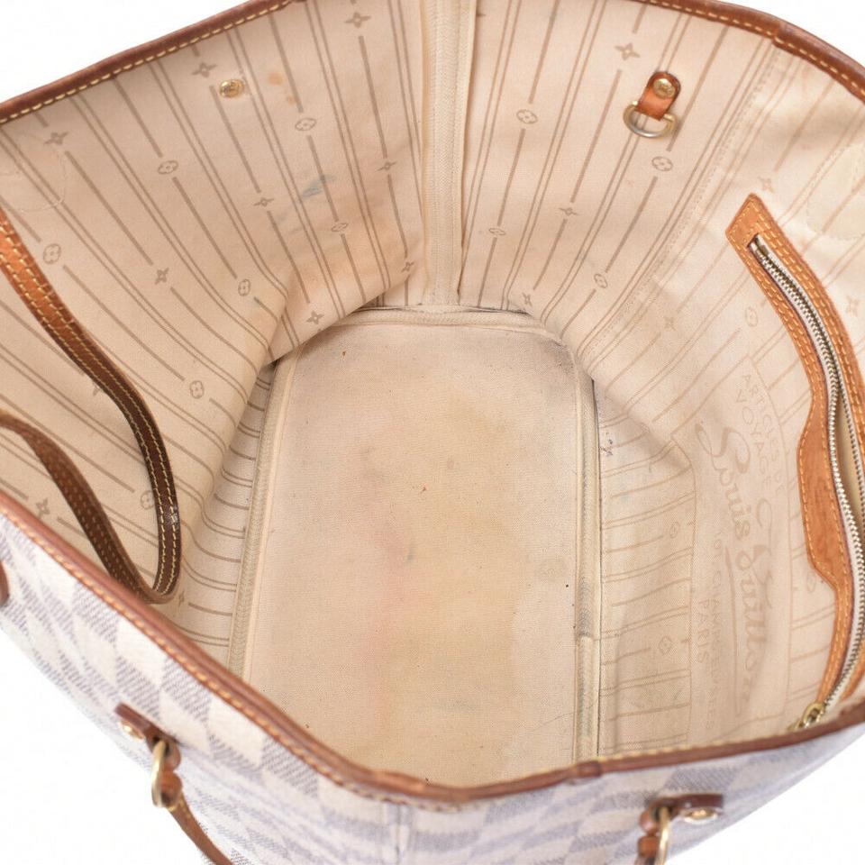 Louis Vuitton Neverfull Mm Damier Azul White Canvas Tote