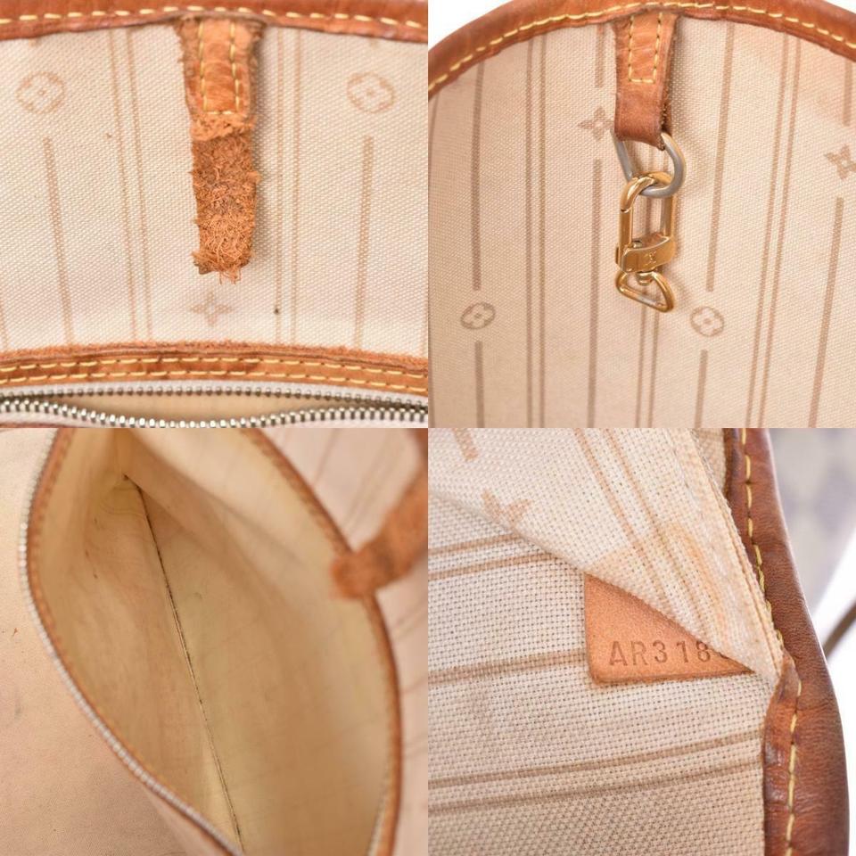 Louis Vuitton Neverfull Mm Damier Azul White Canvas Tote