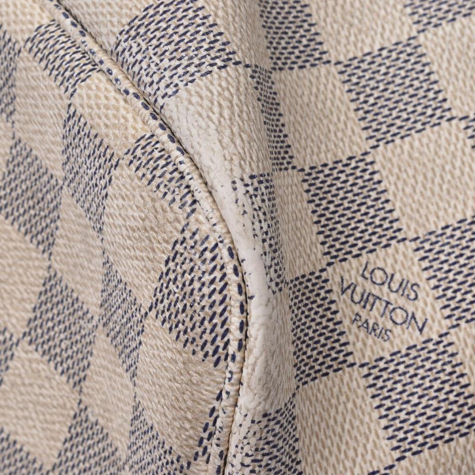 Louis Vuitton Neverfull Mm Damier Azul White Canvas Tote
