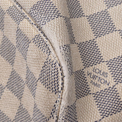 Louis Vuitton Neverfull Mm Damier Azul White Canvas Tote