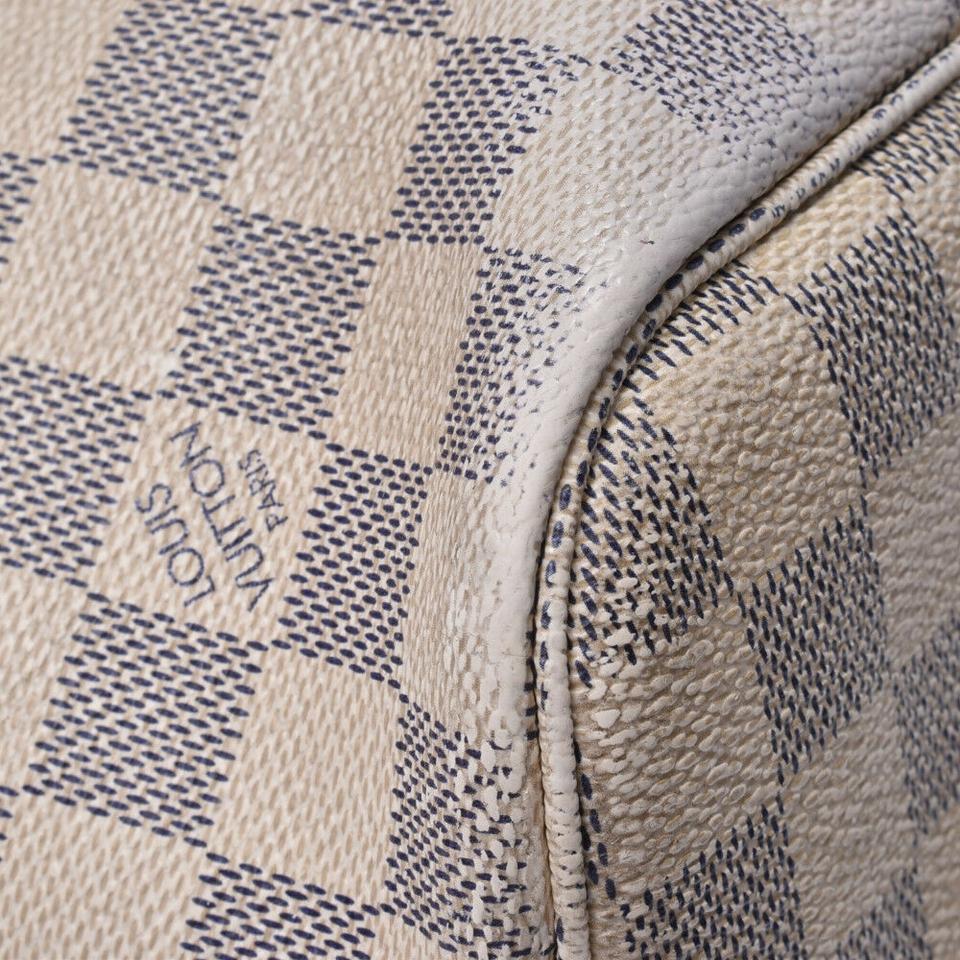 Louis Vuitton Neverfull Mm Damier Azul White Canvas Tote