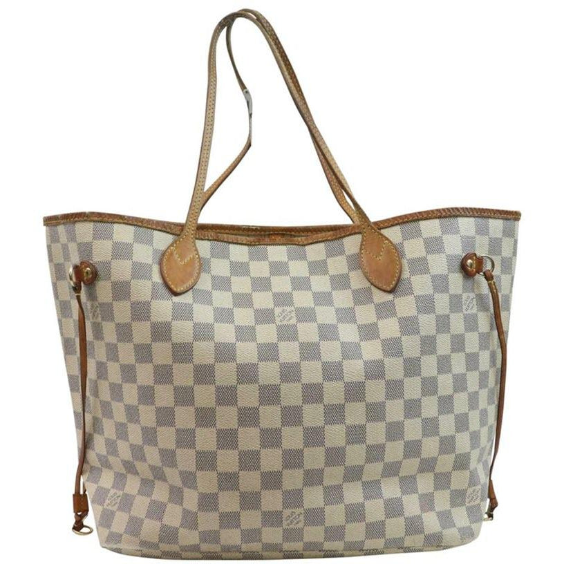 Louis Vuitton Neverfull Bag Gm White Damier Azur Canvas Tote - MyDesignerly