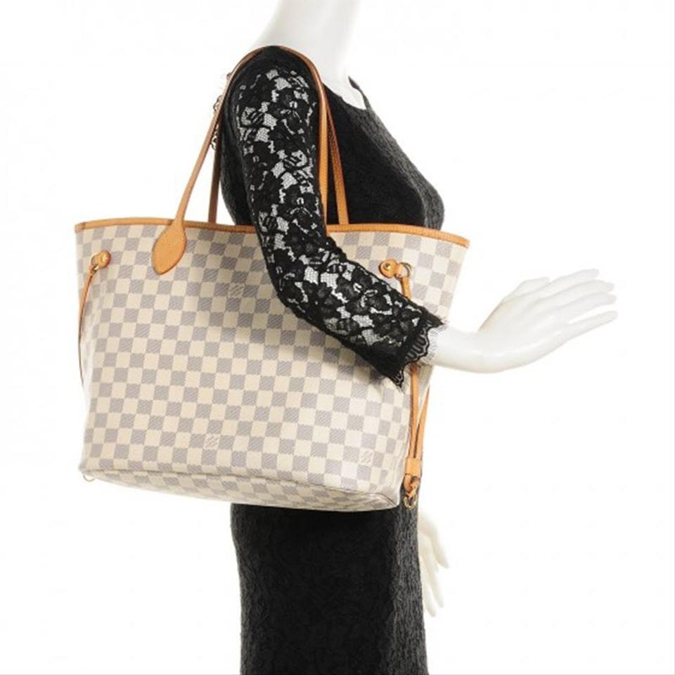 Louis Vuitton Neverfull Mm White Damier Azur Canvas Tote