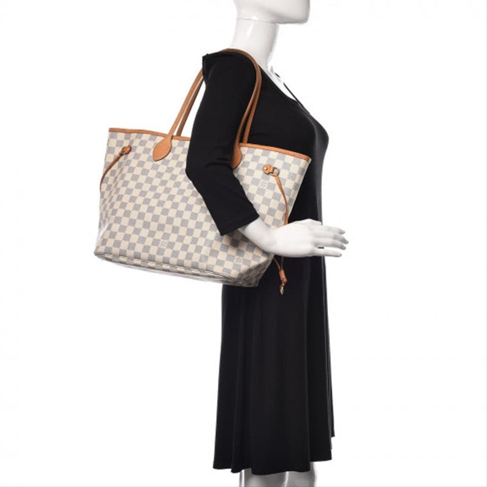 Louis Vuitton Neverfull Mm White Damier Azur Canvas Tote