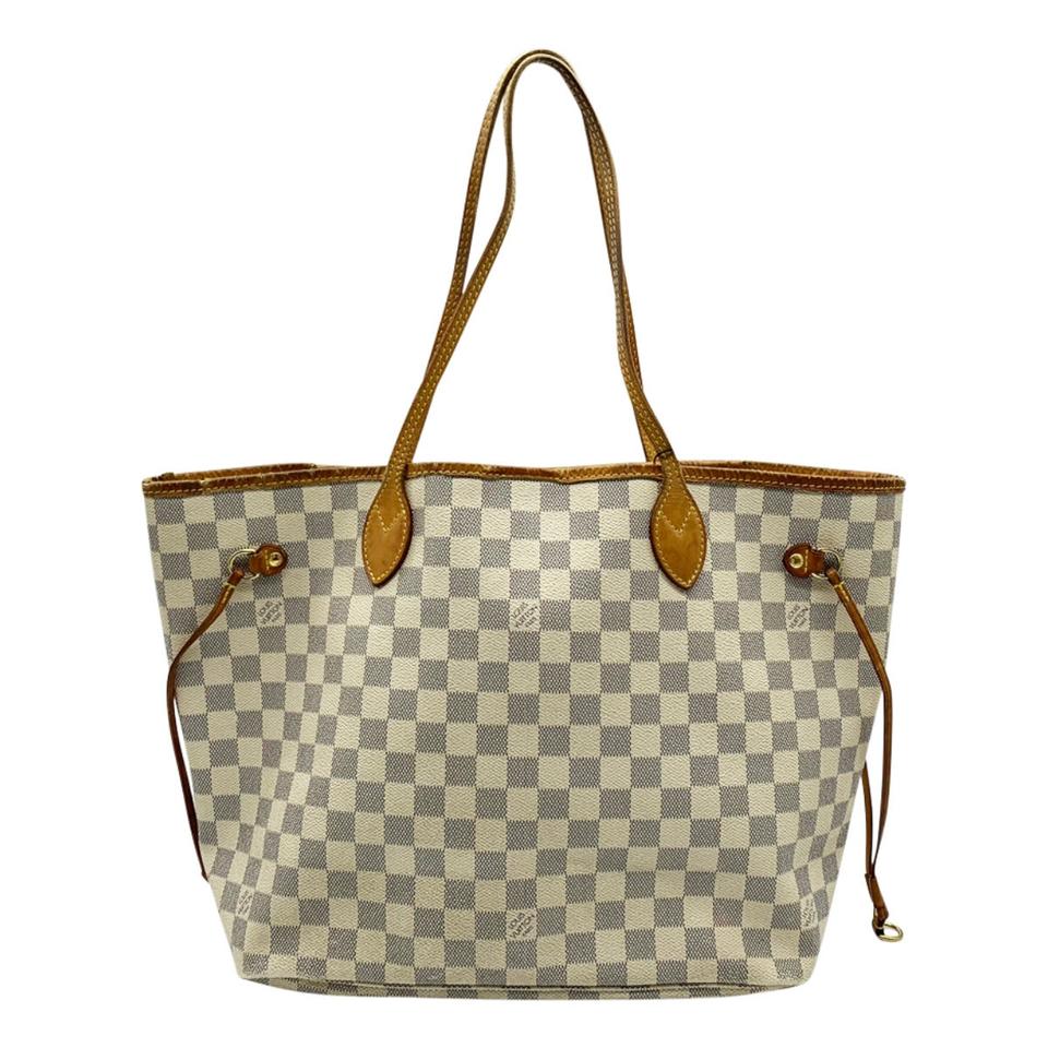 Louis Vuitton Neverfull Mm White Damier Azur Canvas Tote