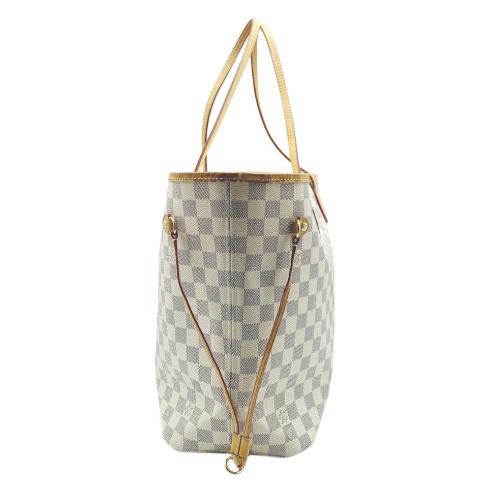 Louis Vuitton Neverfull Mm White Damier Azur Canvas Tote