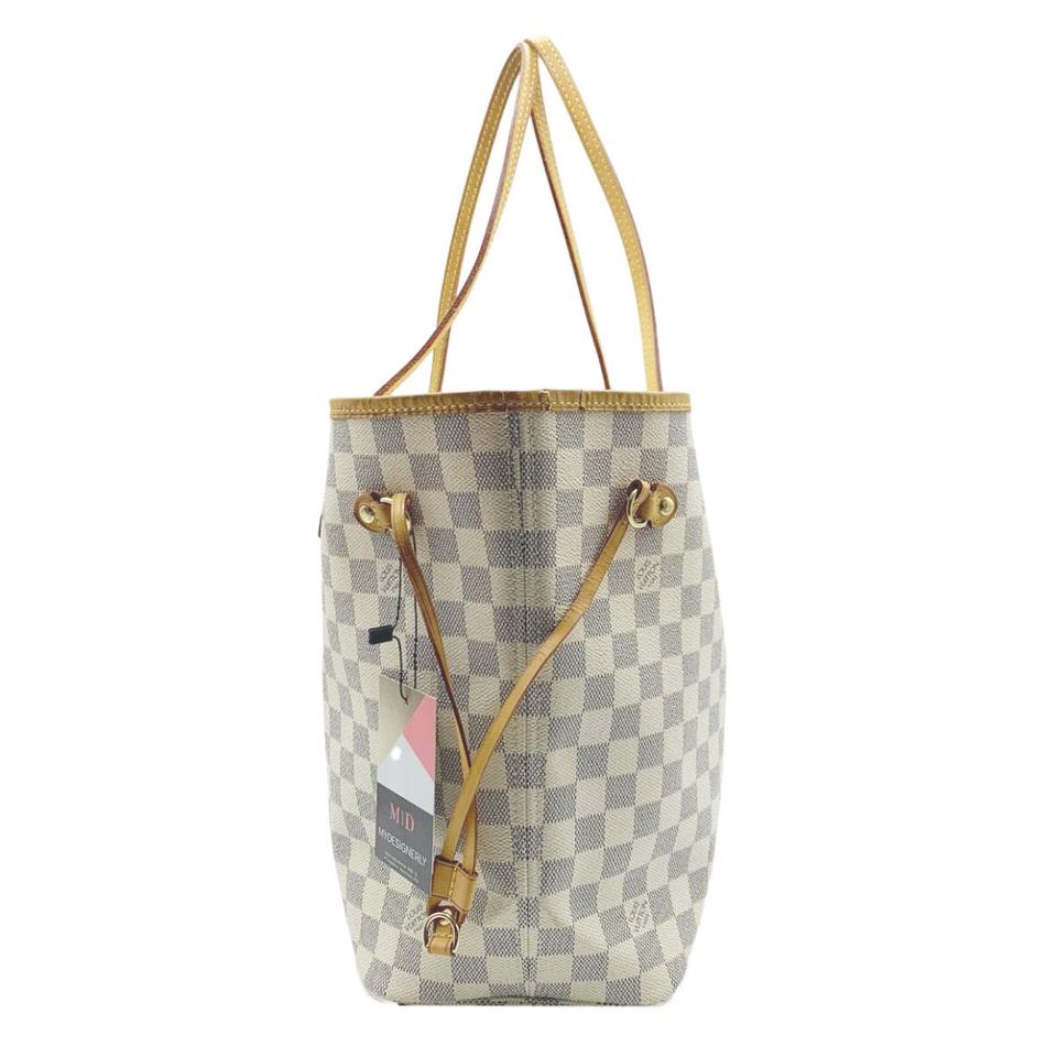 Louis Vuitton Neverfull Mm White Damier Azur Canvas Tote