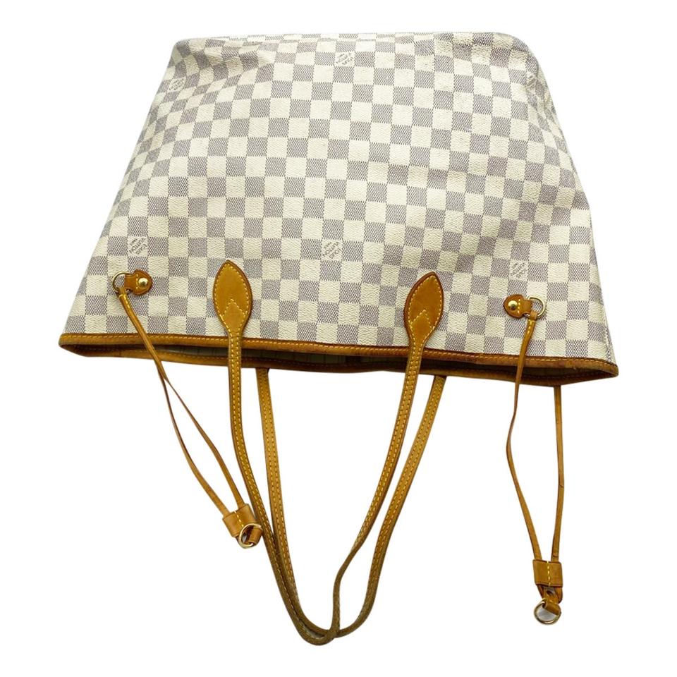 Louis Vuitton Neverfull Mm White Damier Azur Canvas Tote