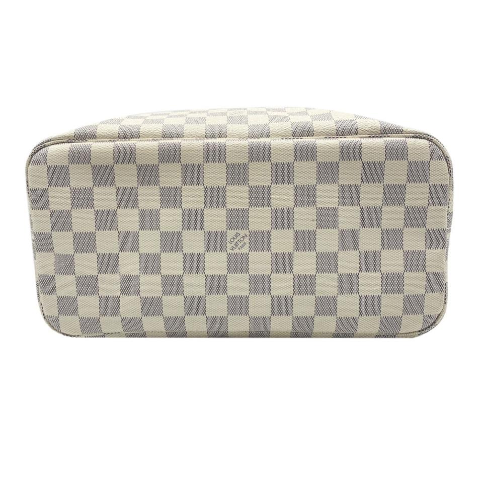 Louis Vuitton Neverfull Mm White Damier Azur Canvas Tote