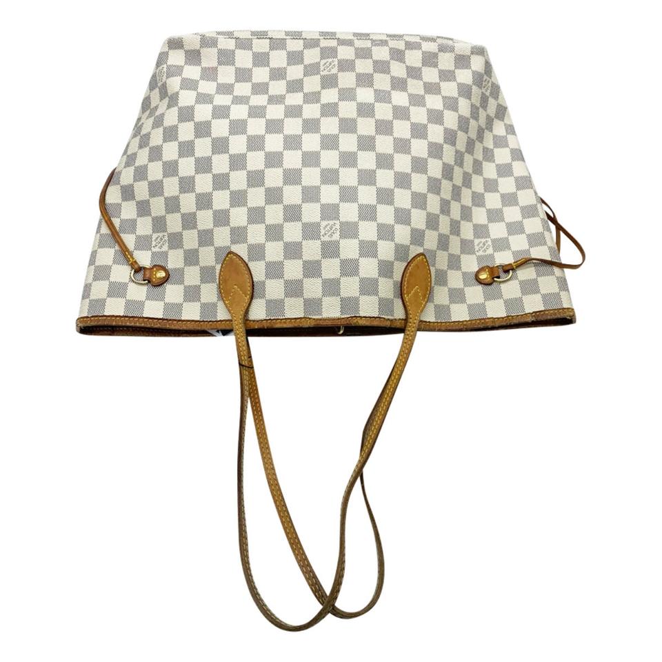 Louis Vuitton Neverfull Mm White Damier Azur Canvas Tote