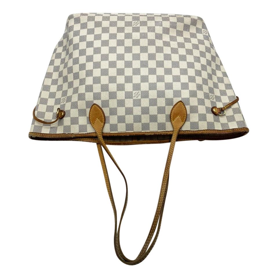 Louis Vuitton Neverfull Mm White Damier Azur Canvas Tote
