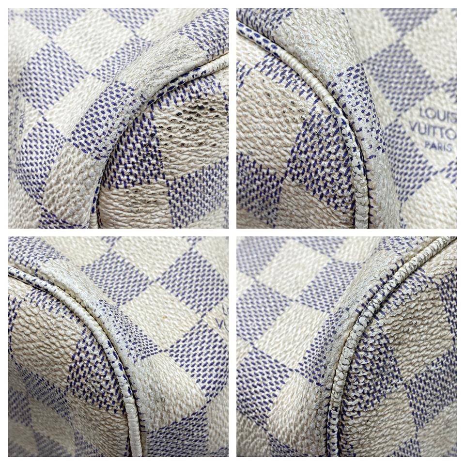 Louis Vuitton Neverfull Mm White Damier Azur Canvas Tote
