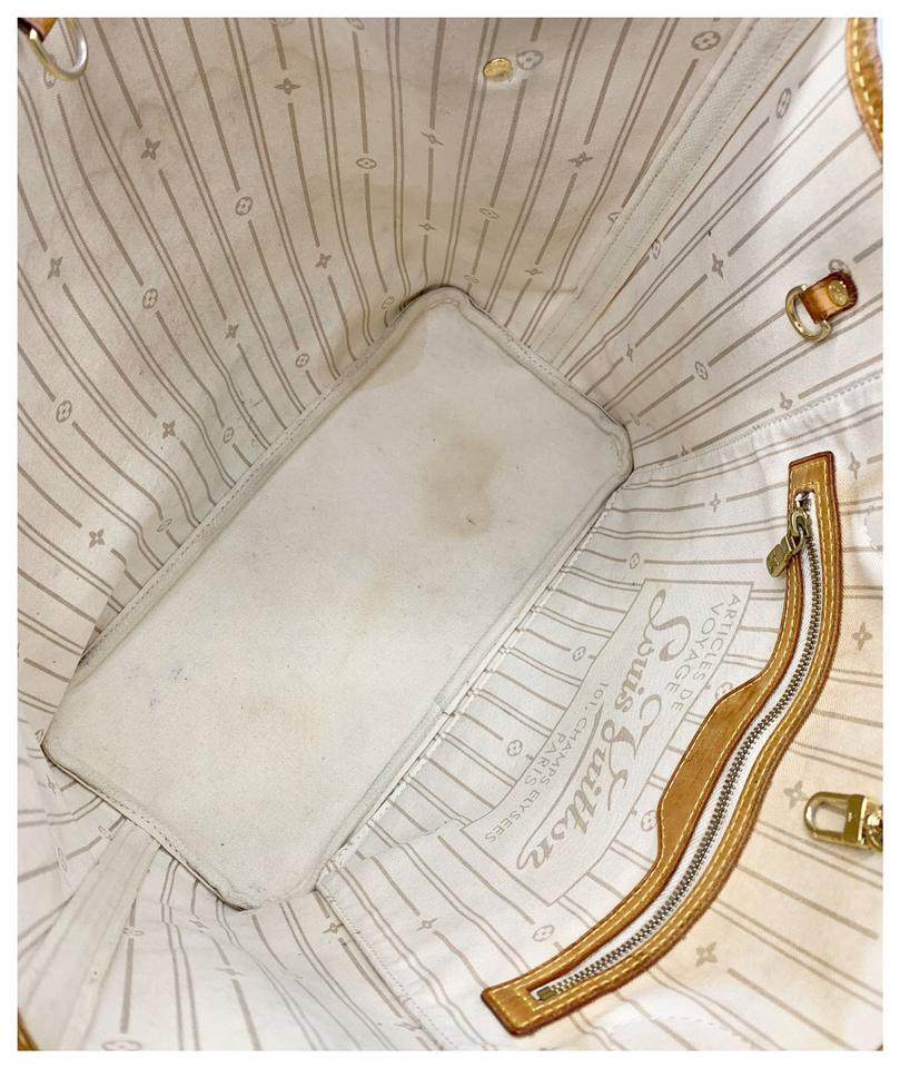 Louis Vuitton Neverfull Mm White Damier Azur Canvas Tote