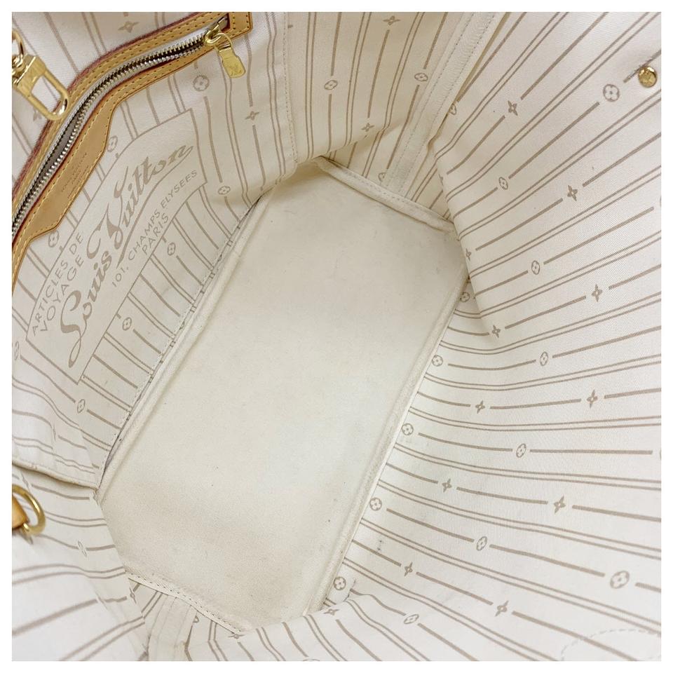 Louis Vuitton Neverfull Mm White Damier Azur Canvas Tote