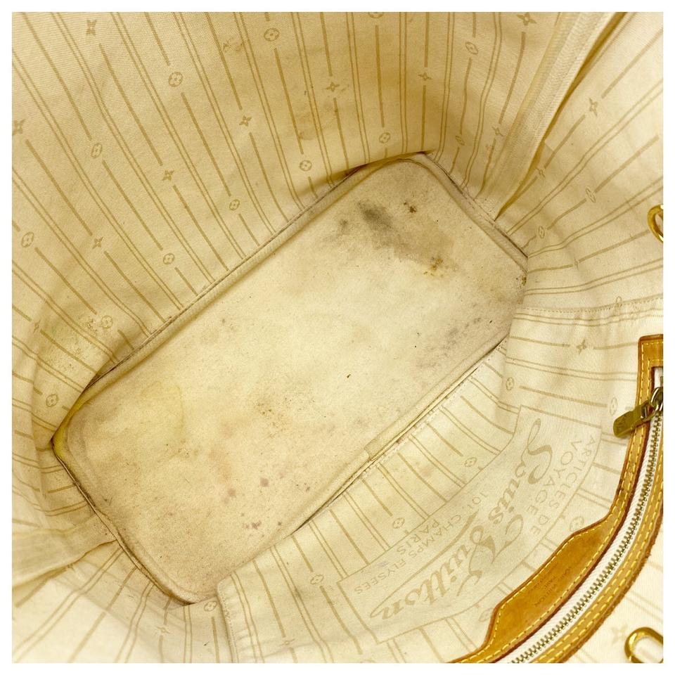 Louis Vuitton Neverfull Mm White Damier Azur Canvas Tote