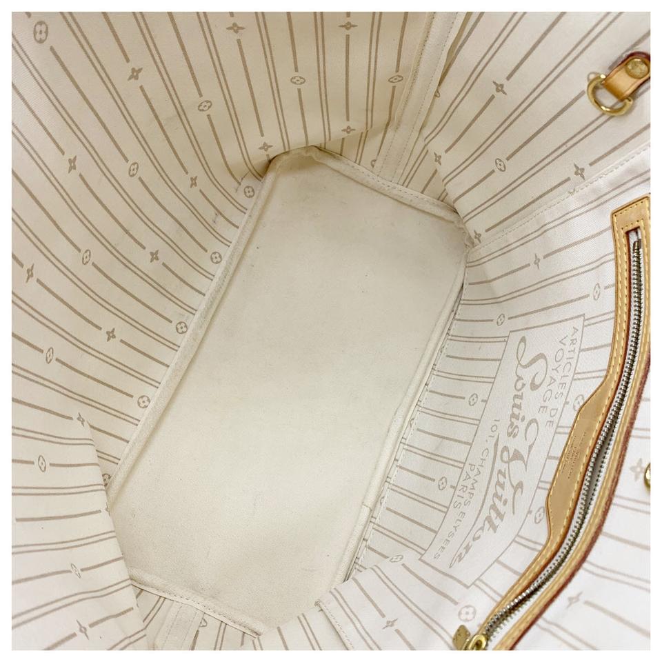 Louis Vuitton Neverfull Mm White Damier Azur Canvas Tote