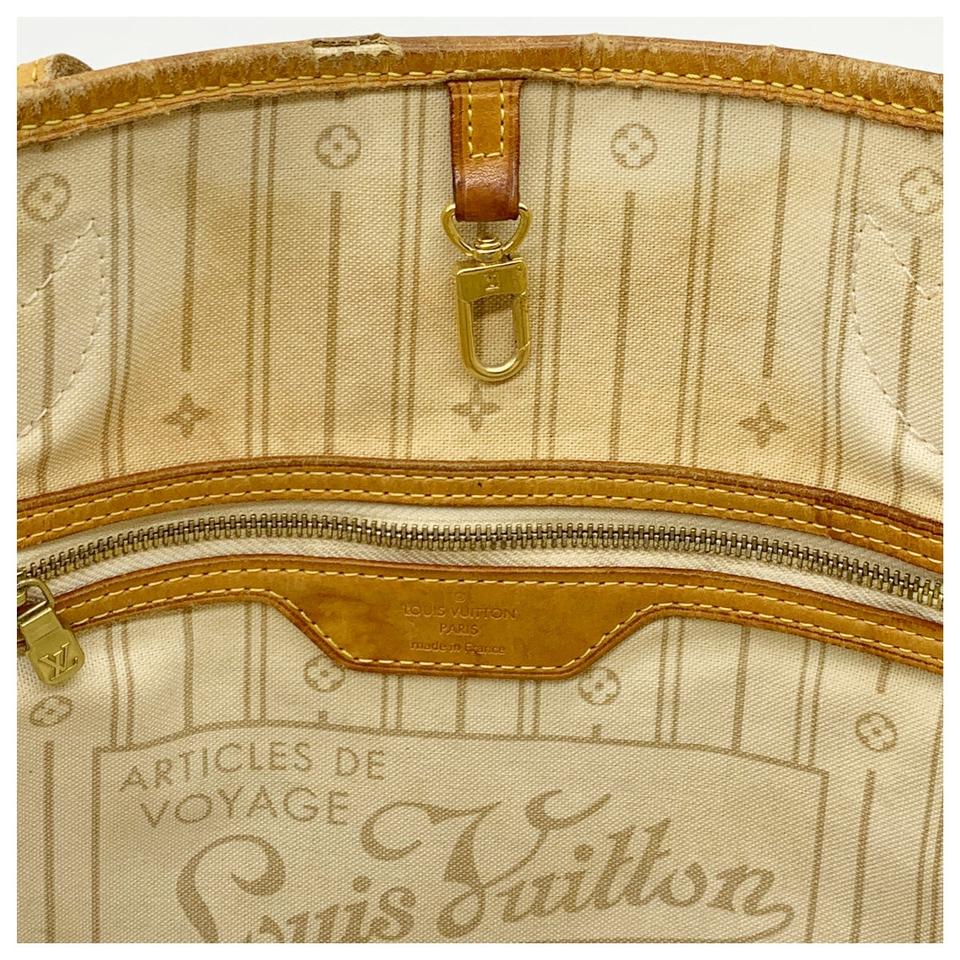 Louis Vuitton Neverfull Mm White Damier Azur Canvas Tote