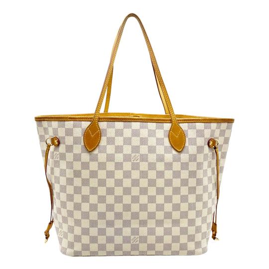 Louis Vuitton Neverfull Mm with Pouch White Damier Azur Canvas Tote -  MyDesignerly