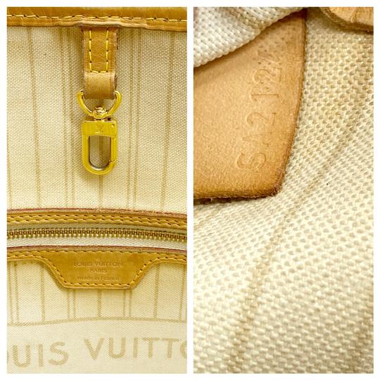 Louis Vuitton Neverfull Mm with Pouch White Damier Azur Canvas Tote