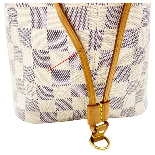Louis Vuitton Neverfull Mm with Pouch White Damier Azur Canvas Tote