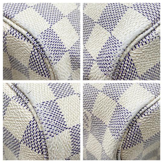 Louis Vuitton Neverfull Mm with Pouch White Damier Azur Canvas Tote