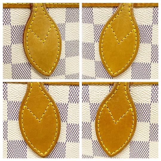 Louis Vuitton Neverfull Mm with Pouch White Damier Azur Canvas Tote