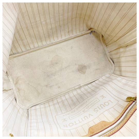 Louis Vuitton Neverfull Mm with Pouch White Damier Azur Canvas Tote