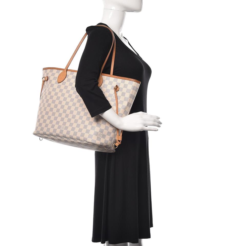 Louis Vuitton Neverfull Neo Mm Rose Ballerine White Damier Azur Canvas Tote