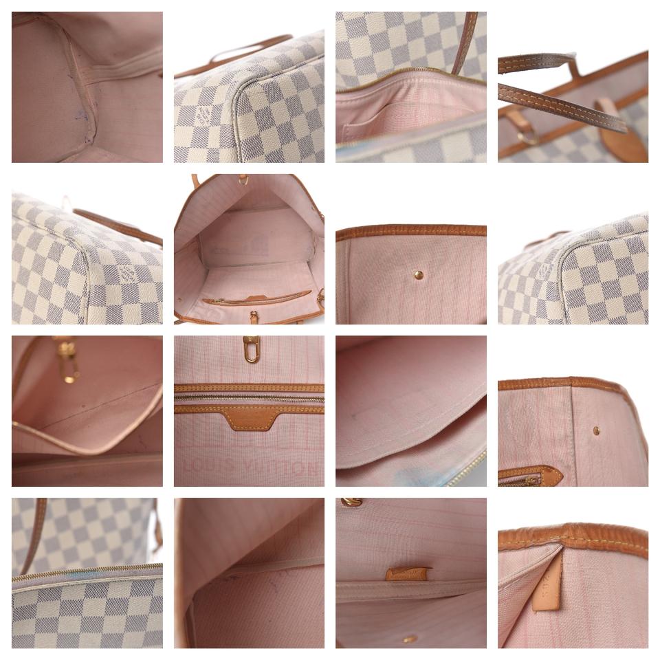 Louis Vuitton Neverfull Neo Mm Rose Ballerine White Damier Azur Canvas Tote