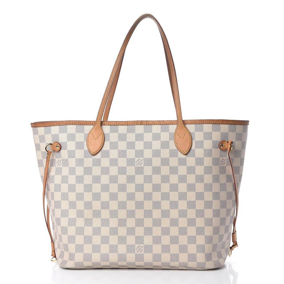 Louis Vuitton Neverfull Neo Mm Rose Ballerine White Damier Azur Canvas Tote