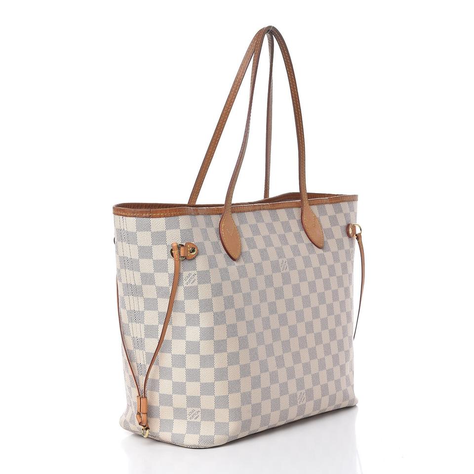 Louis Vuitton Neverfull Neo Mm Rose Ballerine White Damier Azur Canvas Tote