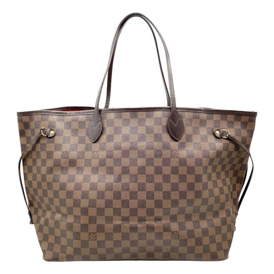 Louis Vuitton Neverfull Gm with Pouch Brown Damier Ebene Canvas Tote