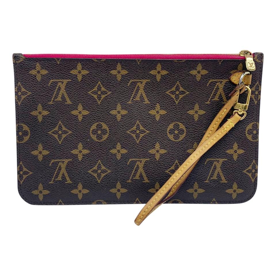 Louis Vuitton Neverfull Pochette Mm Gm Pivoine Brown Monogram Canvas Clutch