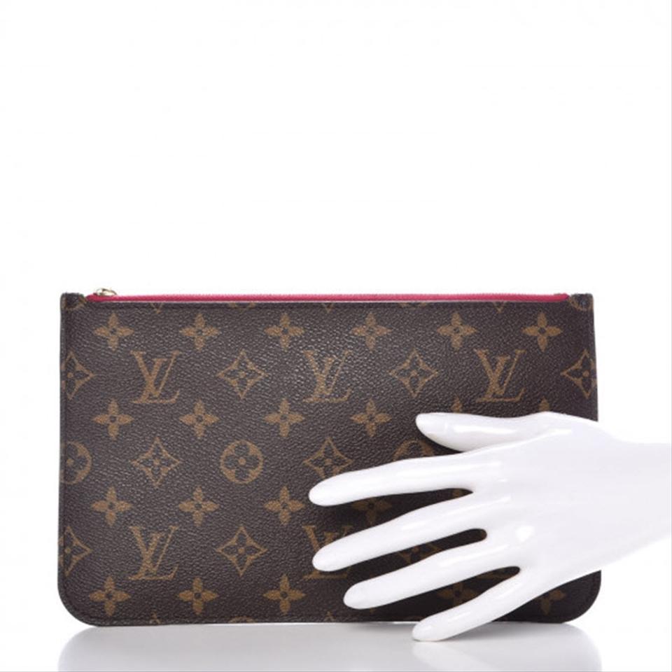 Louis Vuitton Neverfull Pochette Mm Gm Pivoine Brown Monogram Canvas Clutch