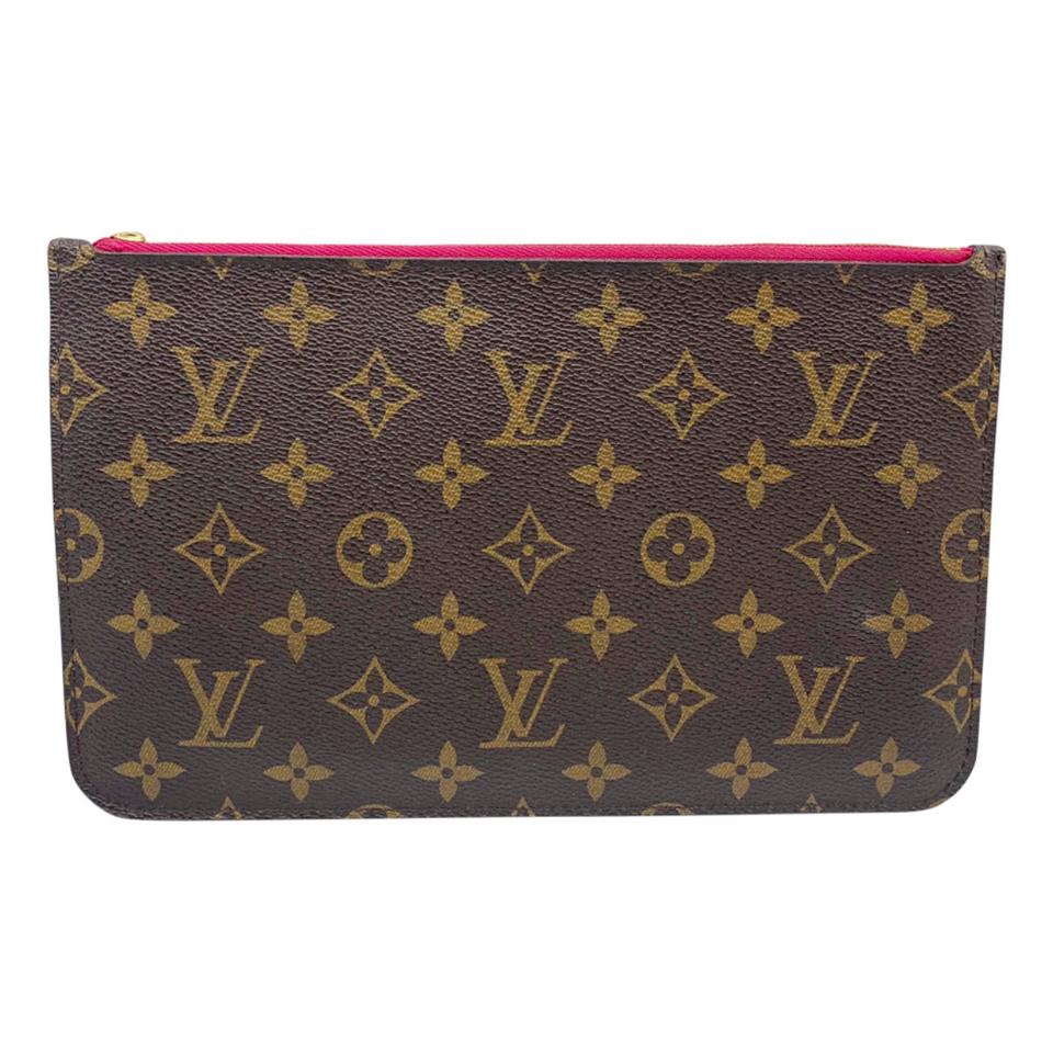 Louis Vuitton Neverfull Pochette Mm Gm Pivoine Brown Monogram Canvas Clutch