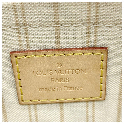 Louis Vuitton Neverfull Pochette Mm Gm White Damier Azur Canvas Wristlet