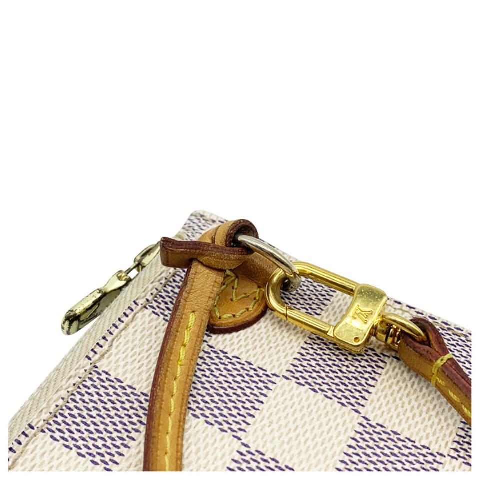 Louis Vuitton Neverfull Pochette Mm Gm White Damier Azur Canvas Wristlet