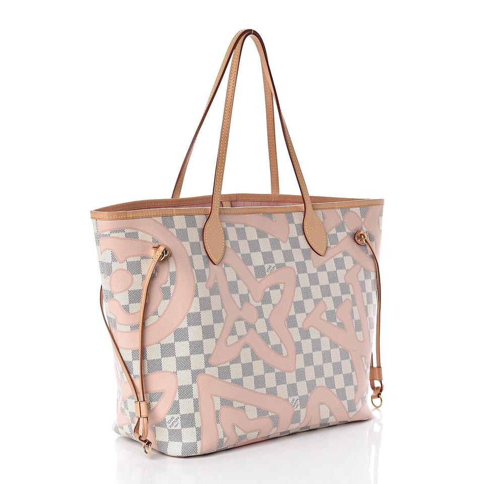 Louis Vuitton Neverfull Tahitienne Mm White Damier Azur Canvas Tote