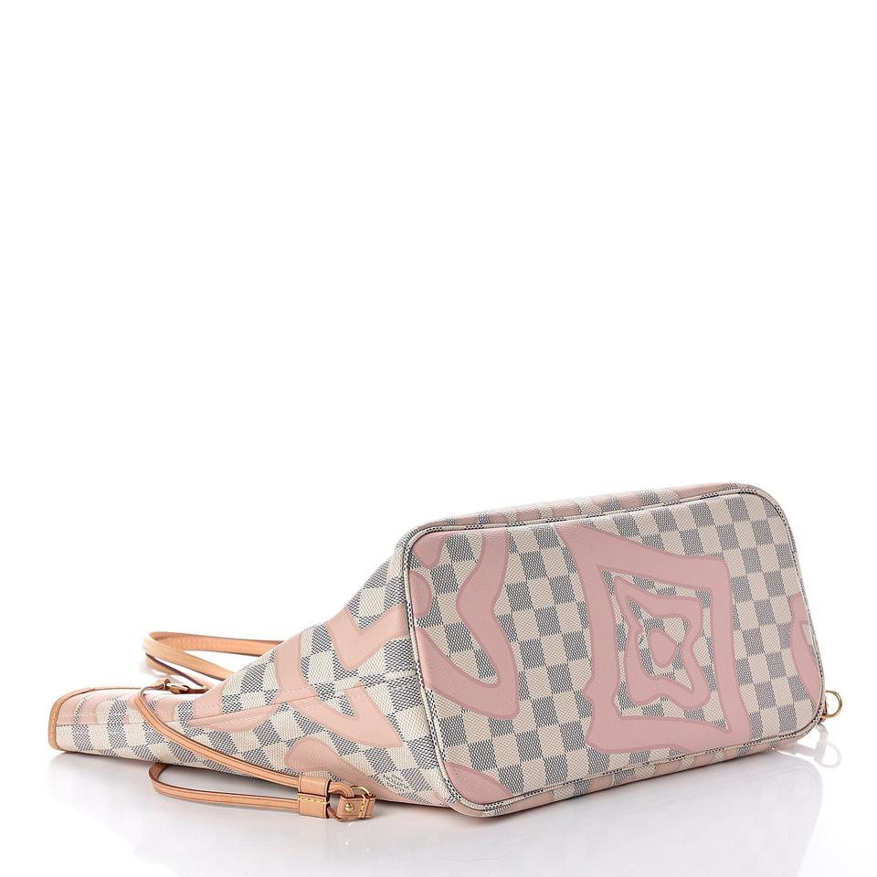 Louis Vuitton Neverfull Tahitienne Mm White Damier Azur Canvas Tote