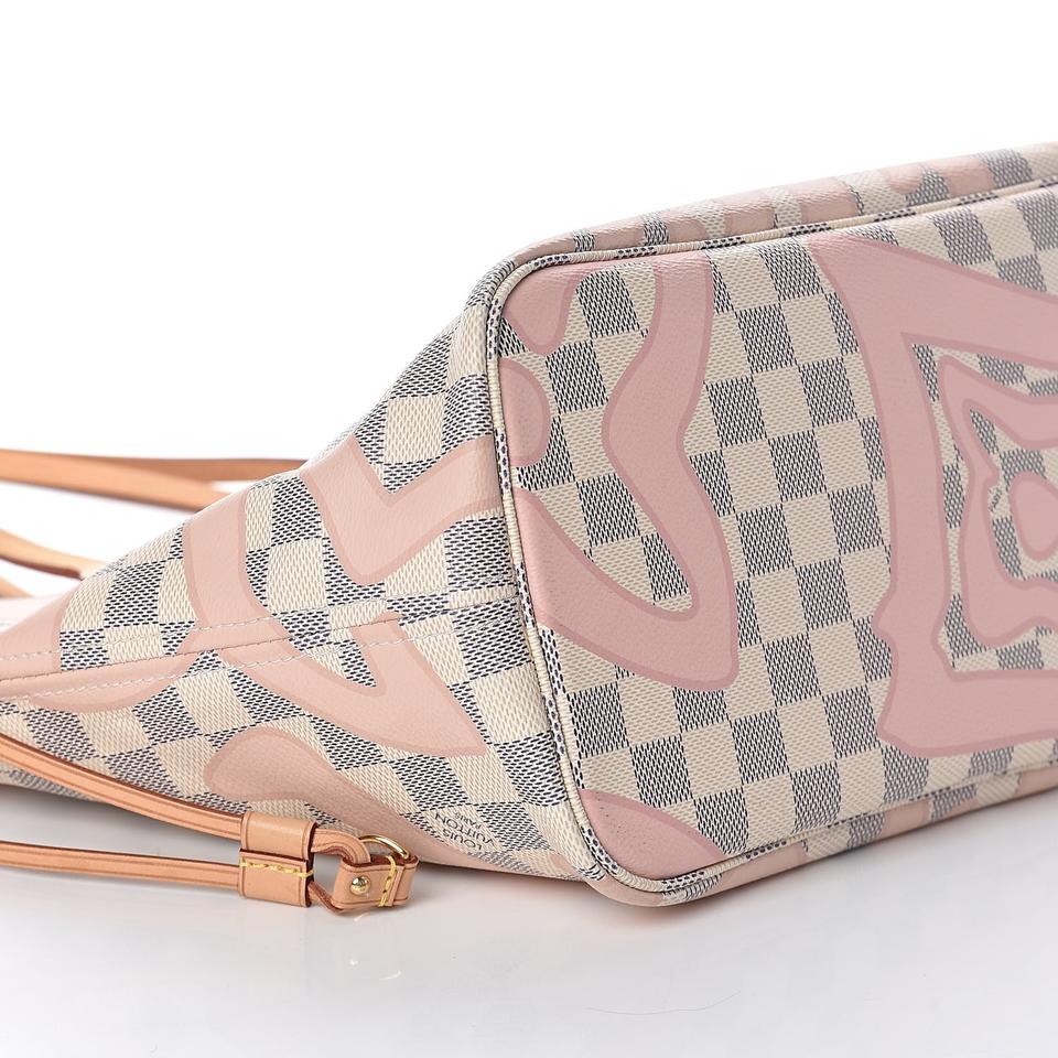 Louis Vuitton Neverfull Tahitienne Mm White Damier Azur Canvas Tote